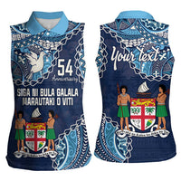 Personalised Fiji 54th Anniversary Women Sleeveless Polo Shirt Siga Ni Bula Galala Marautaki O Viti LT9