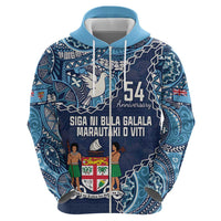 Personalised Fiji 54th Anniversary Zip Hoodie Siga Ni Bula Galala Marautaki O Viti LT9