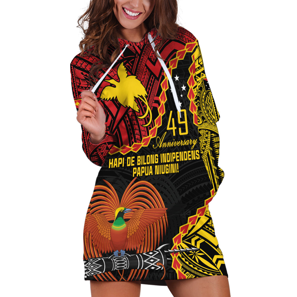 Personalised Papua New Guinea 49th Anniversary Hoodie Dress Hapi De bilong Indipendens Papua Niugini