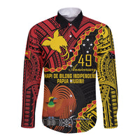 Personalised Papua New Guinea 49th Anniversary Long Sleeve Button Shirt Hapi De bilong Indipendens Papua Niugini