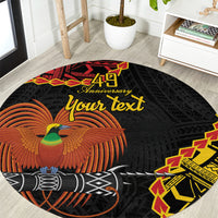 Personalised Papua New Guinea 49th Anniversary Round Carpet Hapi De bilong Indipendens Papua Niugini LT9 Black - Polynesian Pride