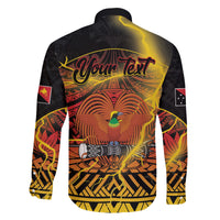 Personalised Papua New Guinea 49th Anniversary Family Matching Off The Shoulder Long Sleeve Dress and Hawaiian Shirt Bird of Paradise Unity In Diversity LT9 - Polynesian Pride