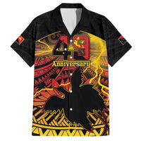 Personalised Papua New Guinea 49th Anniversary Family Matching Summer Maxi Dress and Hawaiian Shirt Bird of Paradise Unity In Diversity LT9 Dad's Shirt - Short Sleeve Black - Polynesian Pride