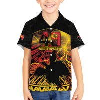 Personalised Papua New Guinea 49th Anniversary Family Matching Summer Maxi Dress and Hawaiian Shirt Bird of Paradise Unity In Diversity LT9 Son's Shirt Black - Polynesian Pride