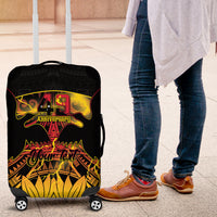 Personalised Papua New Guinea 49th Anniversary Luggage Cover Bird of Paradise Unity In Diversity LT9 Black - Polynesian Pride