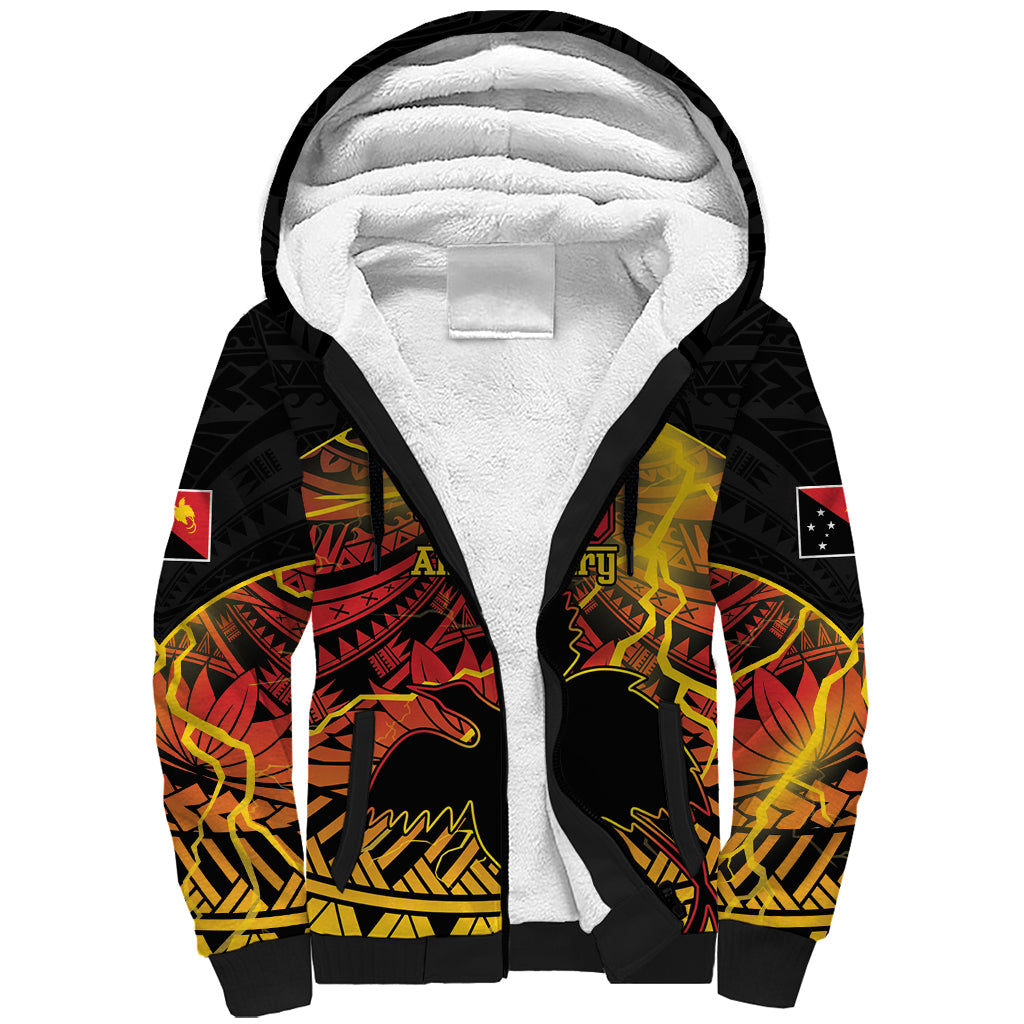 Personalised Papua New Guinea 49th Anniversary Sherpa Hoodie Bird of Paradise Unity In Diversity