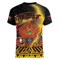 Personalised Papua New Guinea 49th Anniversary Women V-Neck T-Shirt Bird of Paradise Unity In Diversity