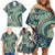 Hawaiian Hibiscus Tribal Vintage Motif Family Matching Off Shoulder Short Dress and Hawaiian Shirt Ver 1