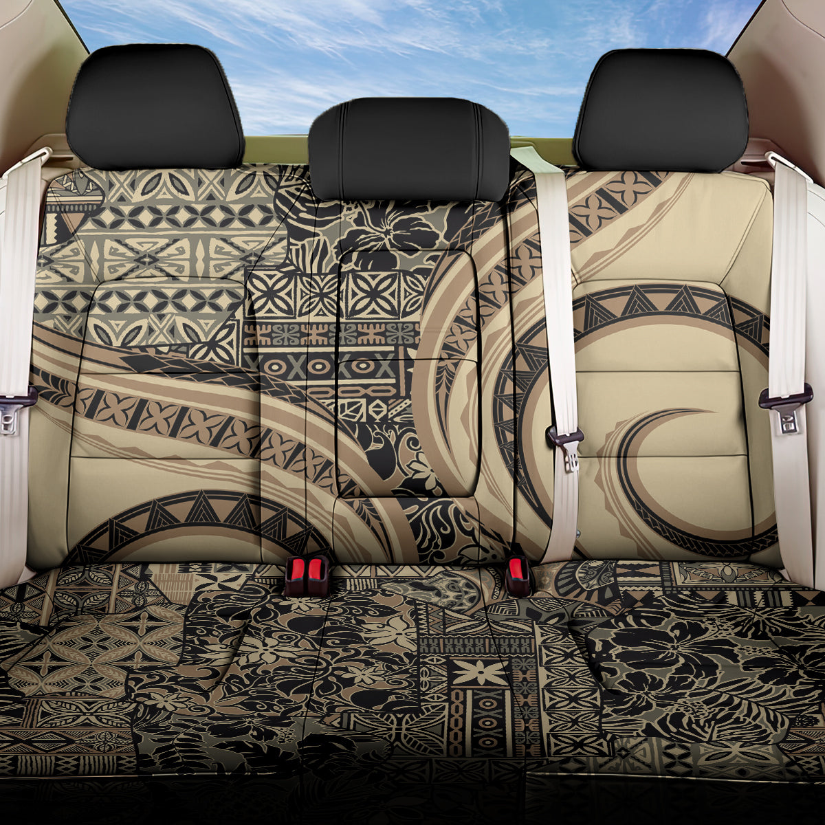 Hawaiian Hibiscus Tribal Vintage Motif Back Car Seat Cover Ver 2