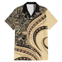 Hawaiian Hibiscus Tribal Vintage Motif Family Matching Mermaid Dress and Hawaiian Shirt Ver 2