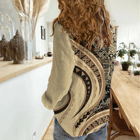 Hawaiian Hibiscus Tribal Vintage Motif Women Casual Shirt Ver 2