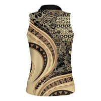 Hawaiian Hibiscus Tribal Vintage Motif Women Sleeveless Polo Shirt Ver 2