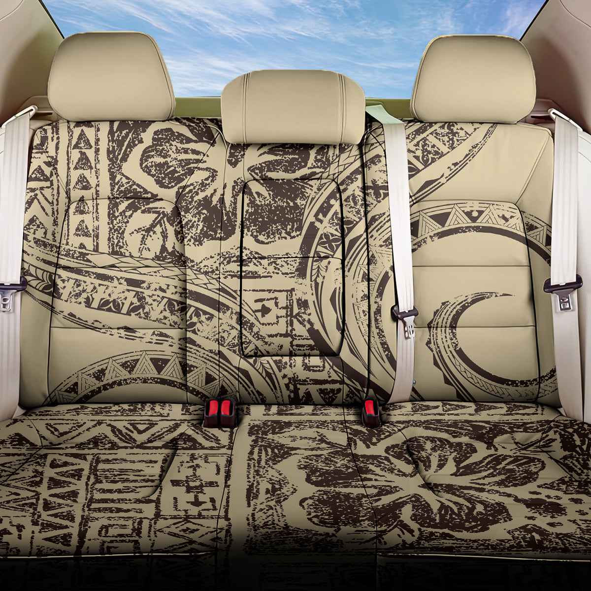 Hawaiian Hibiscus Tribal Vintage Motif Back Car Seat Cover Ver 3