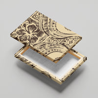Hawaiian Hibiscus Tribal Vintage Motif Canvas Wall Art Ver 3