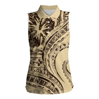 Hawaiian Hibiscus Tribal Vintage Motif Women Sleeveless Polo Shirt Ver 3
