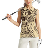Hawaiian Hibiscus Tribal Vintage Motif Women Sleeveless Polo Shirt Ver 3