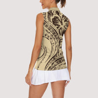 Hawaiian Hibiscus Tribal Vintage Motif Women Sleeveless Polo Shirt Ver 3