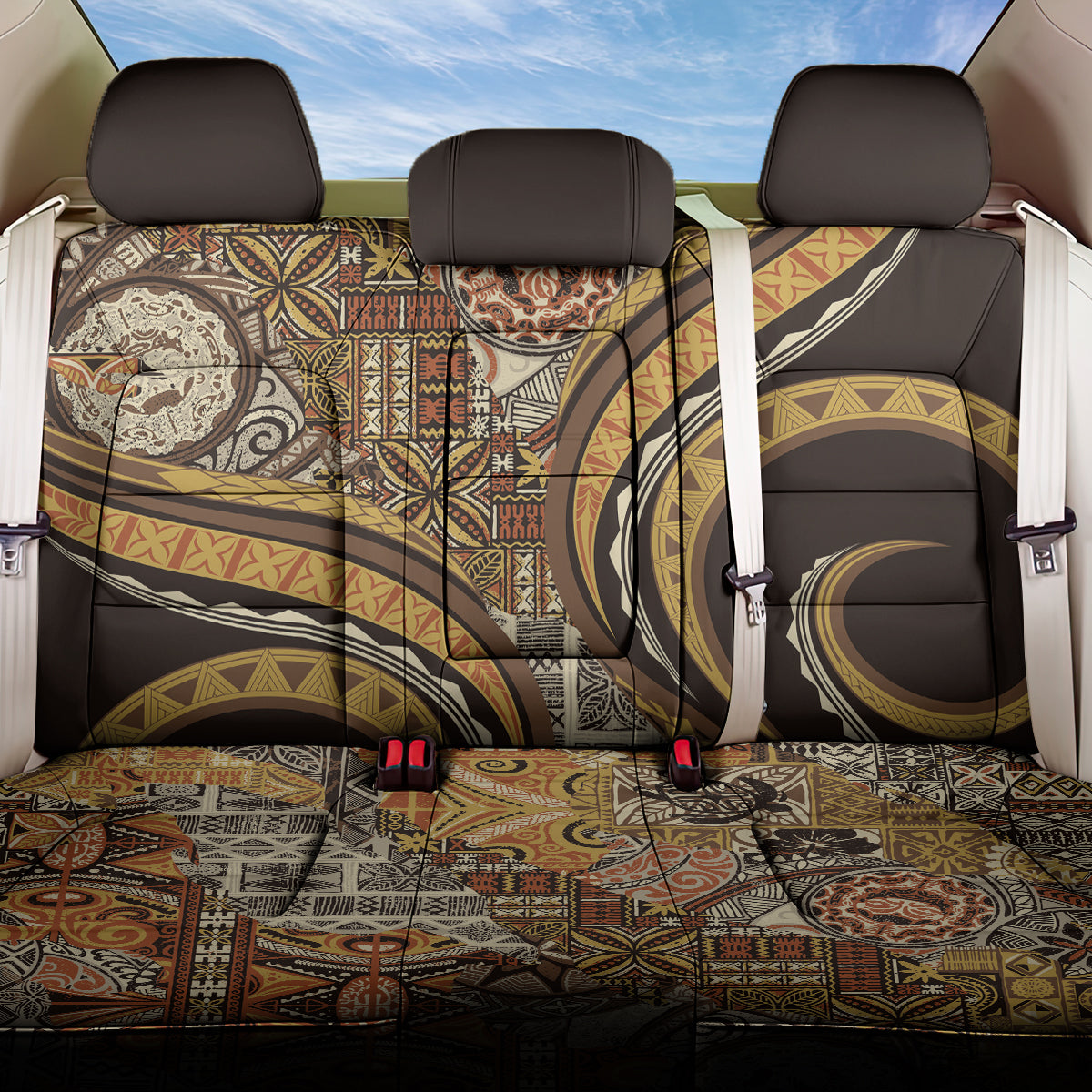 Hawaiian Hibiscus Tribal Vintage Motif Back Car Seat Cover Ver 4