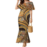 Hawaiian Hibiscus Tribal Vintage Motif Family Matching Mermaid Dress and Hawaiian Shirt Ver 4