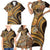 Hawaiian Hibiscus Tribal Vintage Motif Family Matching Short Sleeve Bodycon Dress and Hawaiian Shirt Ver 4