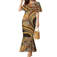 Hawaiian Hibiscus Tribal Vintage Motif Mermaid Dress Ver 4 LT9 Women Gold - Polynesian Pride