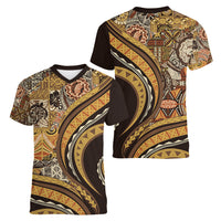 Hawaiian Hibiscus Tribal Vintage Motif Women V-Neck T-Shirt Ver 4