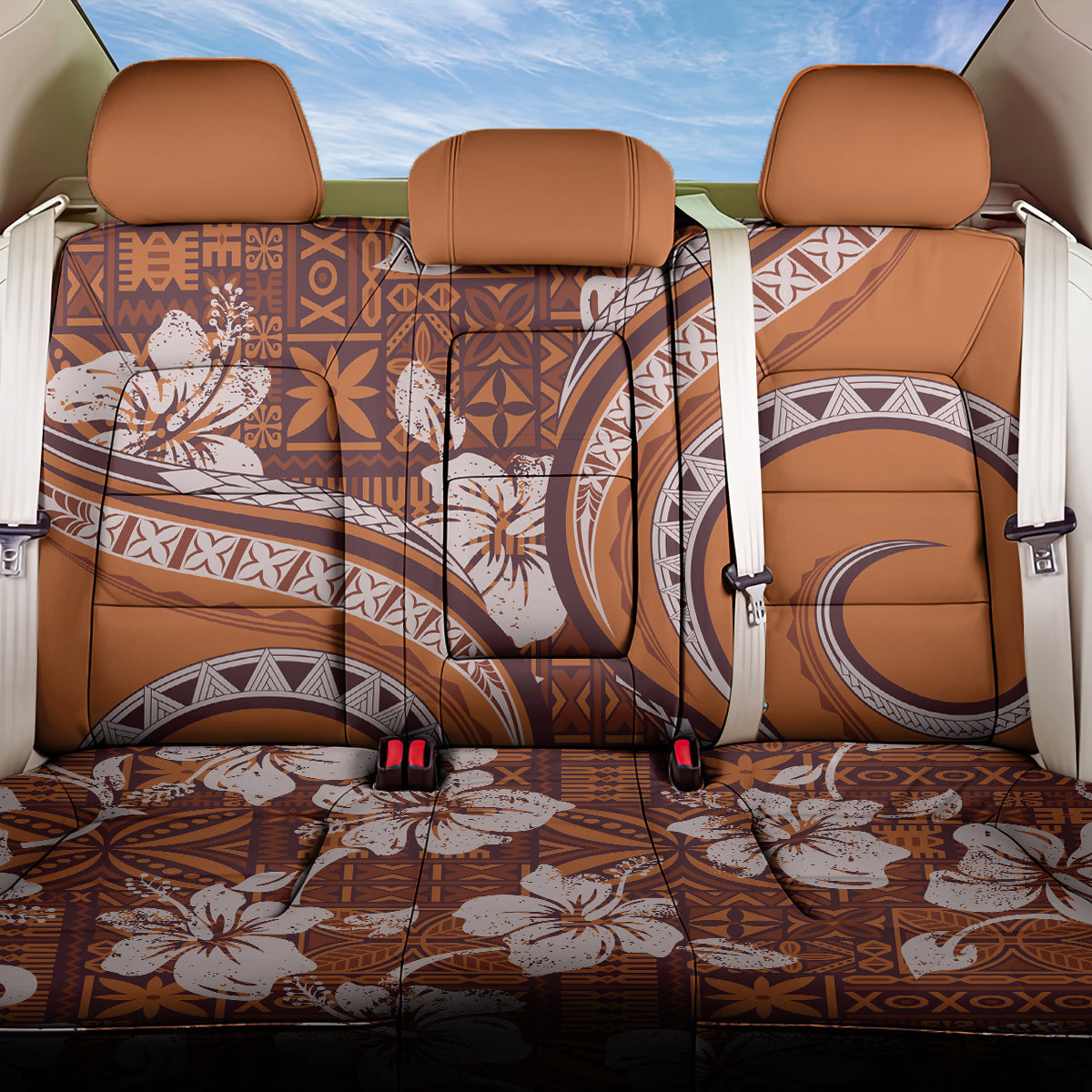 Hawaiian Hibiscus Tribal Vintage Motif Back Car Seat Cover Ver 5