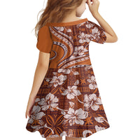 Hawaiian Hibiscus Tribal Vintage Motif Kid Short Sleeve Dress Ver 5