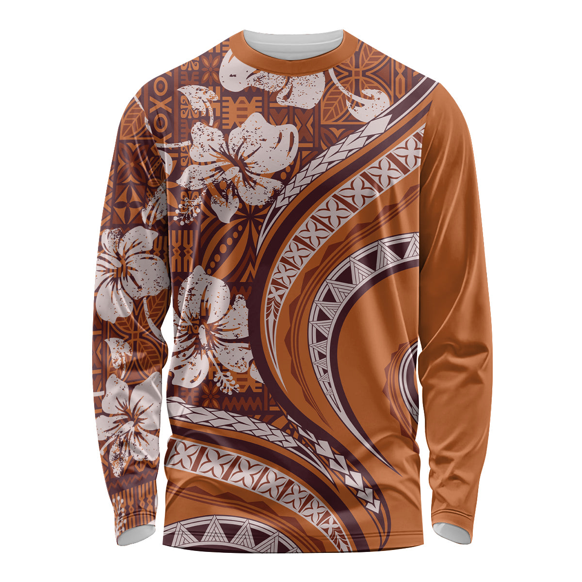 Hawaiian Hibiscus Tribal Vintage Motif Long Sleeve Shirt Ver 5