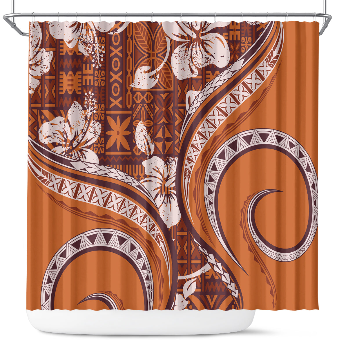 Hawaiian Hibiscus Tribal Vintage Motif Shower Curtain Ver 5