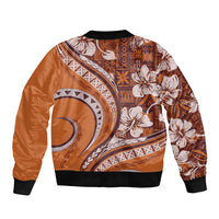 Hawaiian Hibiscus Tribal Vintage Motif Sleeve Zip Bomber Jacket Ver 5