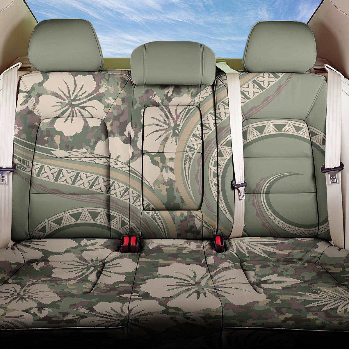 Hawaiian Hibiscus Tribal Vintage Motif Back Car Seat Cover Ver 6