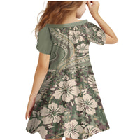 Hawaiian Hibiscus Tribal Vintage Motif Family Matching Mermaid Dress and Hawaiian Shirt Ver 6