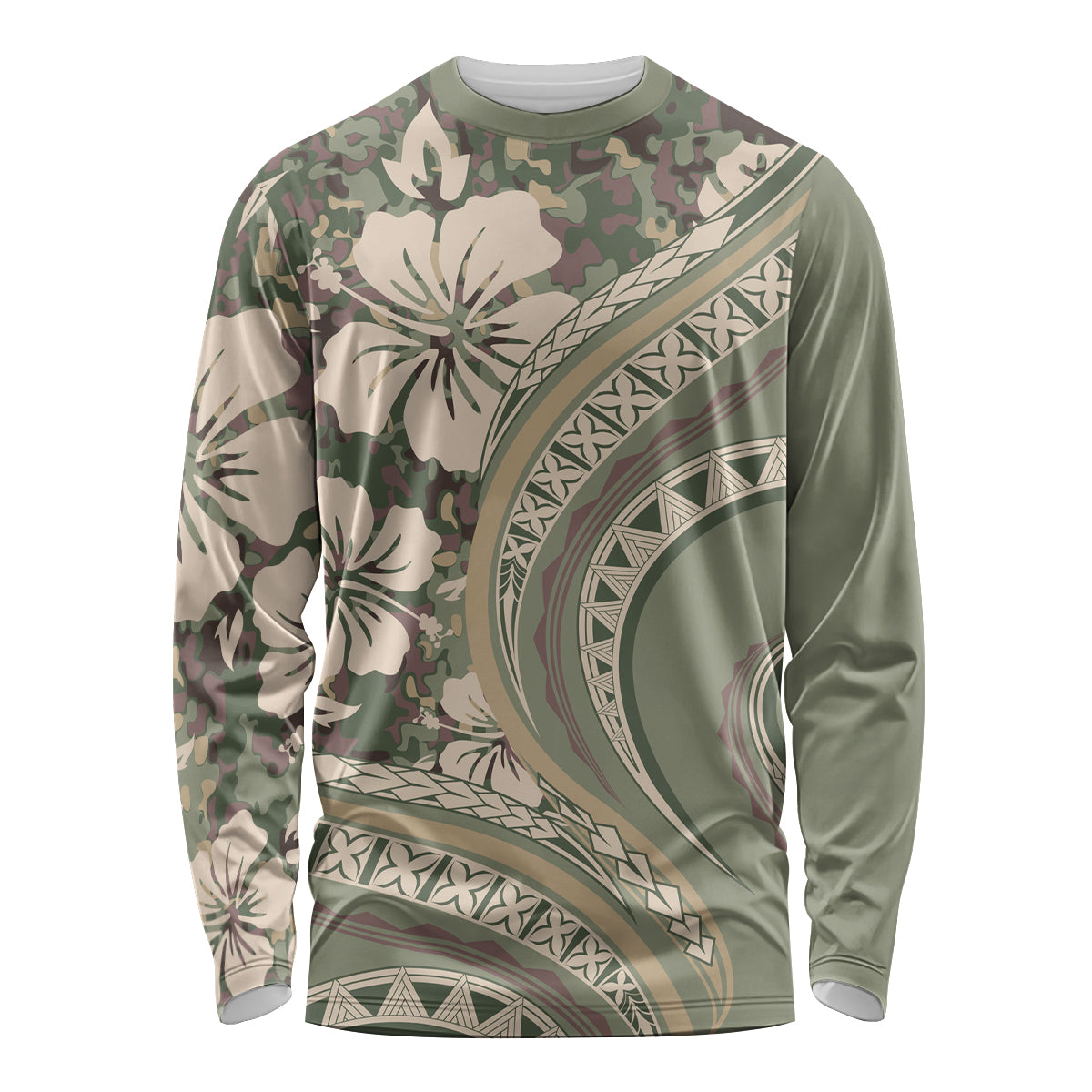Hawaiian Hibiscus Tribal Vintage Motif Long Sleeve Shirt Ver 6