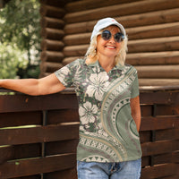 Hawaiian Hibiscus Tribal Vintage Motif Women Polo Shirt Ver 6