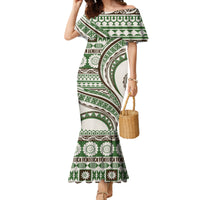 Hawaiian Hibiscus Tribal Vintage Motif Family Matching Mermaid Dress and Hawaiian Shirt Ver 7