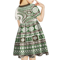 Hawaiian Hibiscus Tribal Vintage Motif Kid Short Sleeve Dress Ver 7