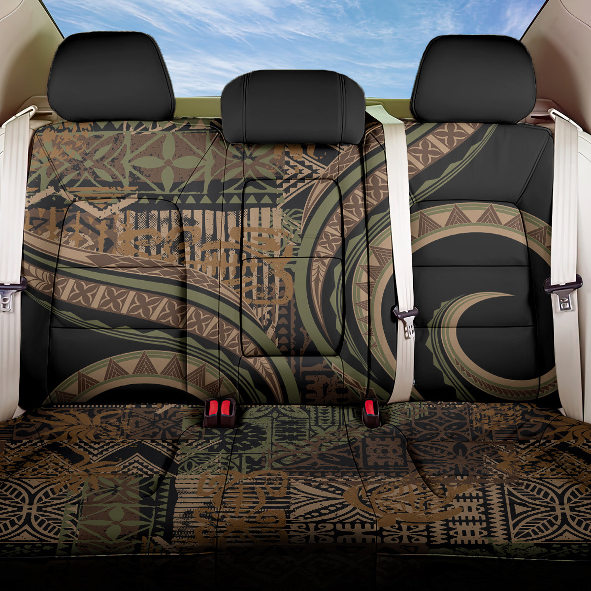 Hawaiian Hibiscus Tribal Vintage Motif Back Car Seat Cover Ver 8
