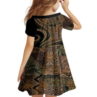 Hawaiian Hibiscus Tribal Vintage Motif Family Matching Short Sleeve Bodycon Dress and Hawaiian Shirt Ver 8 LT9 - Polynesian Pride