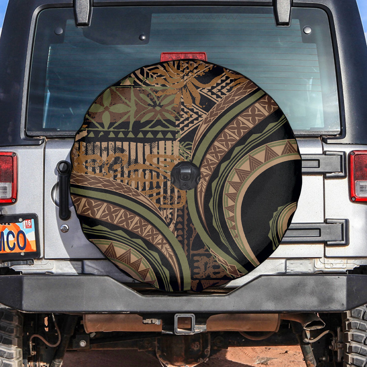 Hawaiian Hibiscus Tribal Vintage Motif Spare Tire Cover Ver 8