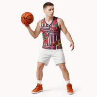 Hawaii Hibiscus Lei Basketball Jersey Hawaiian Flag Motif
