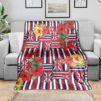 Hawaii Hibiscus Lei Blanket Hawaiian Flag Motif