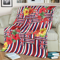 Hawaii Hibiscus Lei Blanket Hawaiian Flag Motif