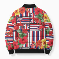 Hawaii Hibiscus Lei Bomber Puffer Jacket Hawaiian Flag Motif