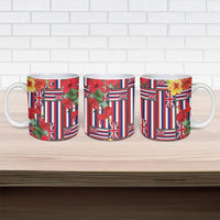 Hawaii Hibiscus Lei Ceramic Mug Hawaiian Flag Motif
