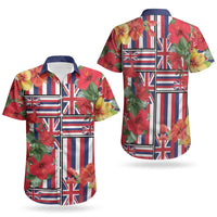Hawaii Hibiscus Lei Couples Matching Tank Maxi Dress and Hawaiian Shirt Hawaiian Flag Motif LT9 - Polynesian Pride