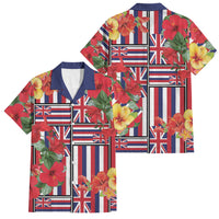 Hawaii Hibiscus Lei Family Matching Off The Shoulder Long Sleeve Dress and Hawaiian Shirt Hawaiian Flag Motif LT9 Dad's Shirt - Short Sleeve Red - Polynesian Pride