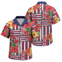 Hawaii Hibiscus Lei Family Matching Off The Shoulder Long Sleeve Dress and Hawaiian Shirt Hawaiian Flag Motif LT9 Son's Shirt Red - Polynesian Pride