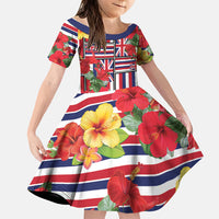 Hawaii Hibiscus Lei Family Matching Off Shoulder Maxi Dress and Hawaiian Shirt Hawaiian Flag Motif