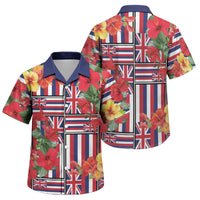 Hawaii Hibiscus Lei Family Matching Off Shoulder Maxi Dress and Hawaiian Shirt Hawaiian Flag Motif LT9 Son's Shirt Red - Polynesian Pride